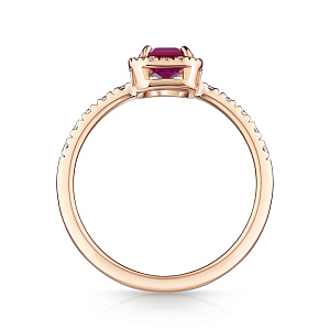 Кольцо из красного золота с бриллиантами, рубином