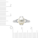 Кольцо из белого золота с жемчугом, фианитом