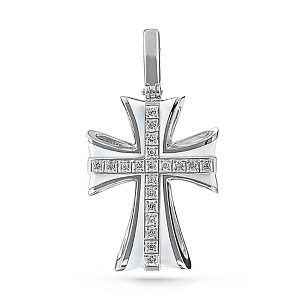 Крест из белого золота с бриллиантами