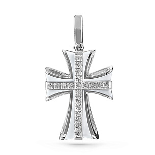 Крест из белого золота с бриллиантом