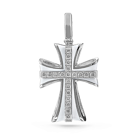 Крест из белого золота с бриллиантами