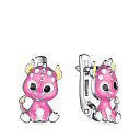 Серьги детские из серебра с эмалью