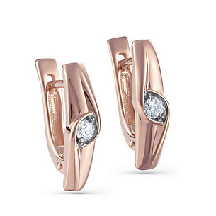 Серьги с английским замком из красного золота с бриллиантами