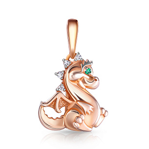 Подвеска из серебра с фианитом и золочением