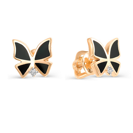 Серьги из красного золота с бриллиантами