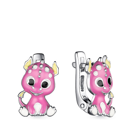 Серьги детские из серебра с эмалью