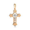 Крест из красного золота с бриллиантом