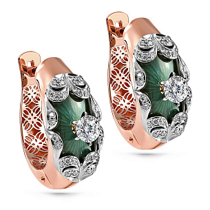 Серьги с английским замком из красного золота с бриллиантом