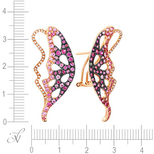 Серьги из красного золота с бриллиантами и сапфирами