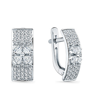 Серьги с английским замком из белого золота с бриллиантами