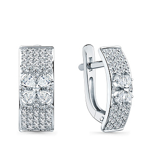 Серьги с английским замком из белого золота с бриллиантом