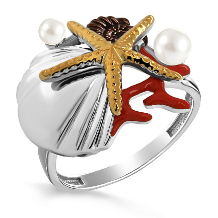 Кольцо из серебра с жемчугом