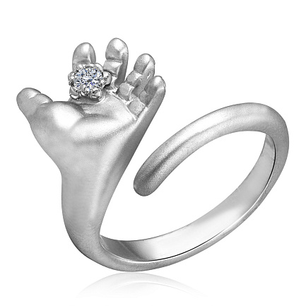 Серебряное кольцо с фианитом Ладошка
