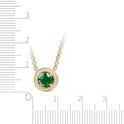 Колье из желтого золота с бриллиантами, изумрудом