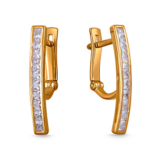 Серьги из красного золота с фианитом