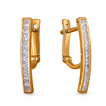 Серьги из красного золота с фианитом