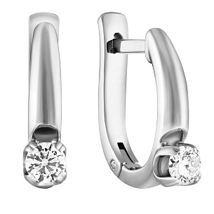 Серьги с английским замком из белого золота с бриллиантами