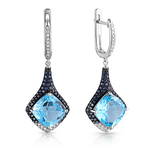 Серьги с английским замком из белого золота с бриллиантами