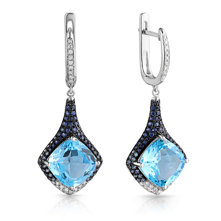 Серьги с английским замком из белого золота с бриллиантами