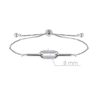 Браслет декоративный из серебра с фианитом