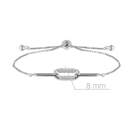 Браслет декоративный из серебра с фианитом