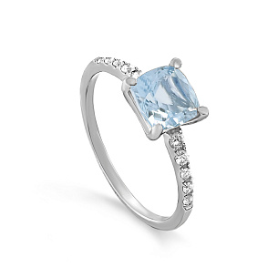 Кольцо из белого золота с аквамарином
