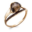 Кольцо из красного золота с бриллиантами, раухтопазом