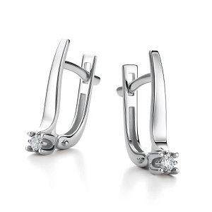 Серьги с английским замком из белого золота