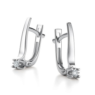 Серьги с английским замком из белого золота