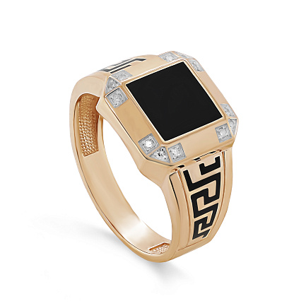 Печатка из красного золота с бриллиантами