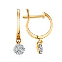 Серьги с английским замком из красного золота с бриллиантами