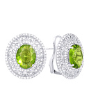 Серьги из белого золота с бриллиантами, молдавитами