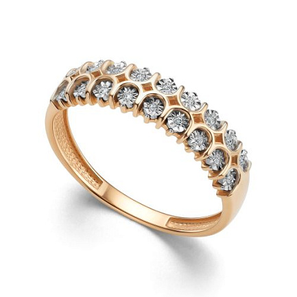 Кольцо из красного золота с бриллиантами