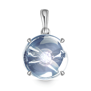 Подвеска из белого золота с бриллиантом, топазом