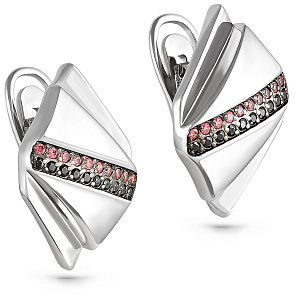 Серьги с английским замком из серебра с фианитами