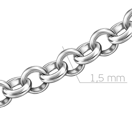 Цепь автомат из белого золота, плетение бельцер (ролло)