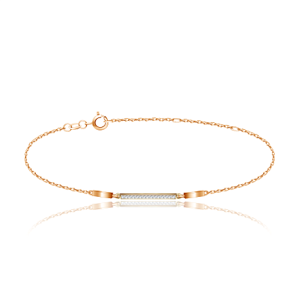 Браслет декоративный из красного золота с фианитом