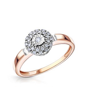 Кольцо из красного золота с бриллиантом