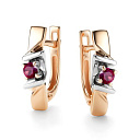 Серьги с английским замком из красного золота с рубинами