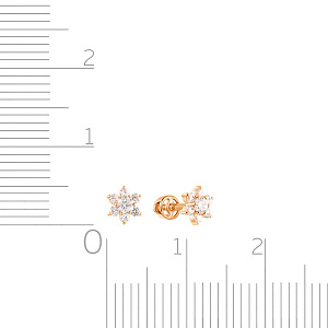 Серьги детские из красного золота с фианитом
