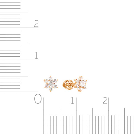 Серьги детские из красного золота с фианитом