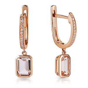 Серьги с английским замком из красного золота с бриллиантами