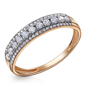 Кольцо из красного золота с фианитом