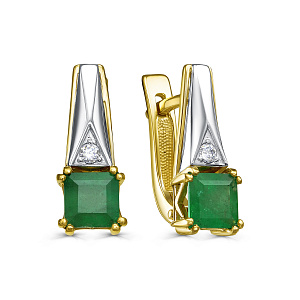 Серьги с английским замком из желтого золота