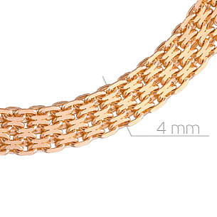 Цепь автомат из красного золота, плетение якорное четырехрядное, бисмарк