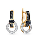 Серьги из красного золота с бриллиантами, сапфирами