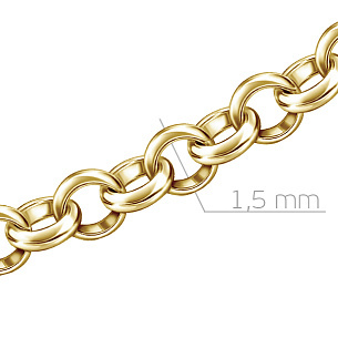 Цепь автомат из желтого золота, плетение бельцер