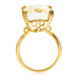 Кольцо из желтого золота с бриллиантами, хрусталем