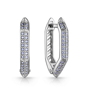 Серьги с английским замком из серебра с фианитом