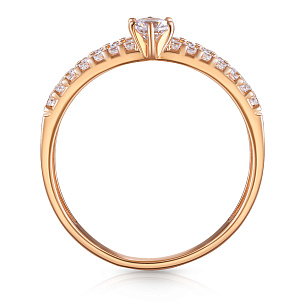 Кольцо из красного золота с фианитом